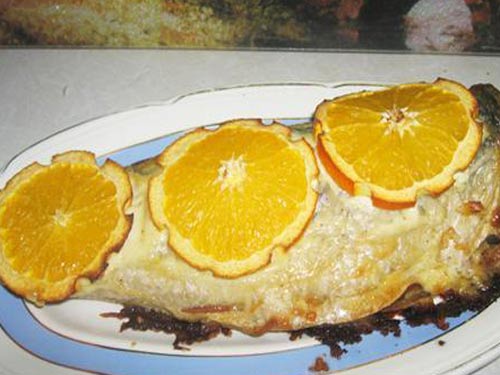 Рыба с грибами и апельсинами